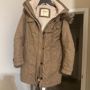 Large Abercrombie parka faux fur trim coat